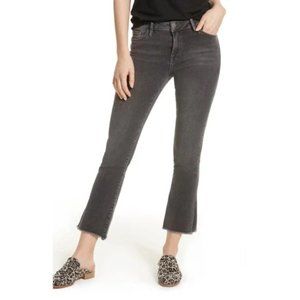 Free People Gray Fray Hem Crop Jeans Size 28